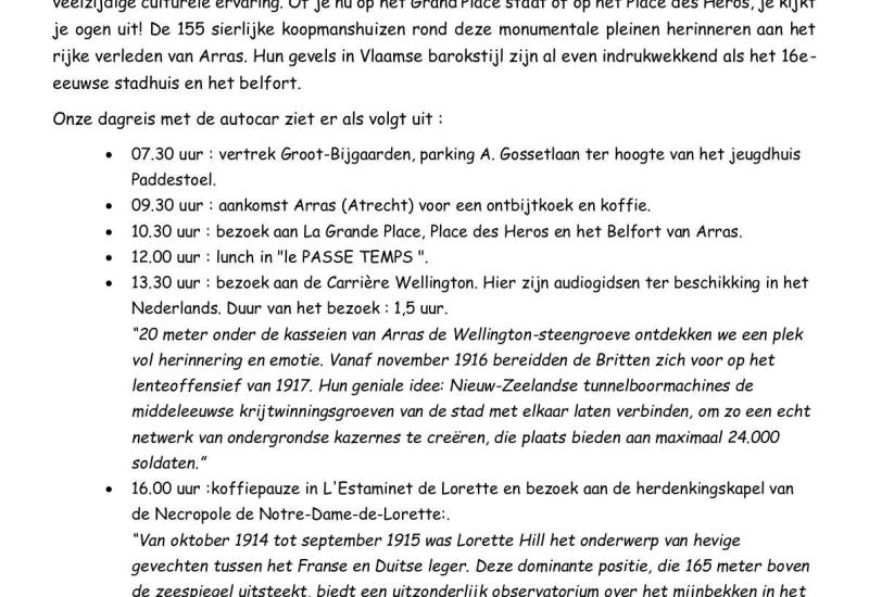 Dagreis naar Arras © RAAK Groot-Bijgaarden